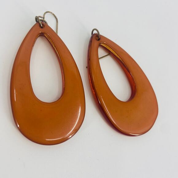 Tear Drop Orange Earrings - Picture 4 of 5